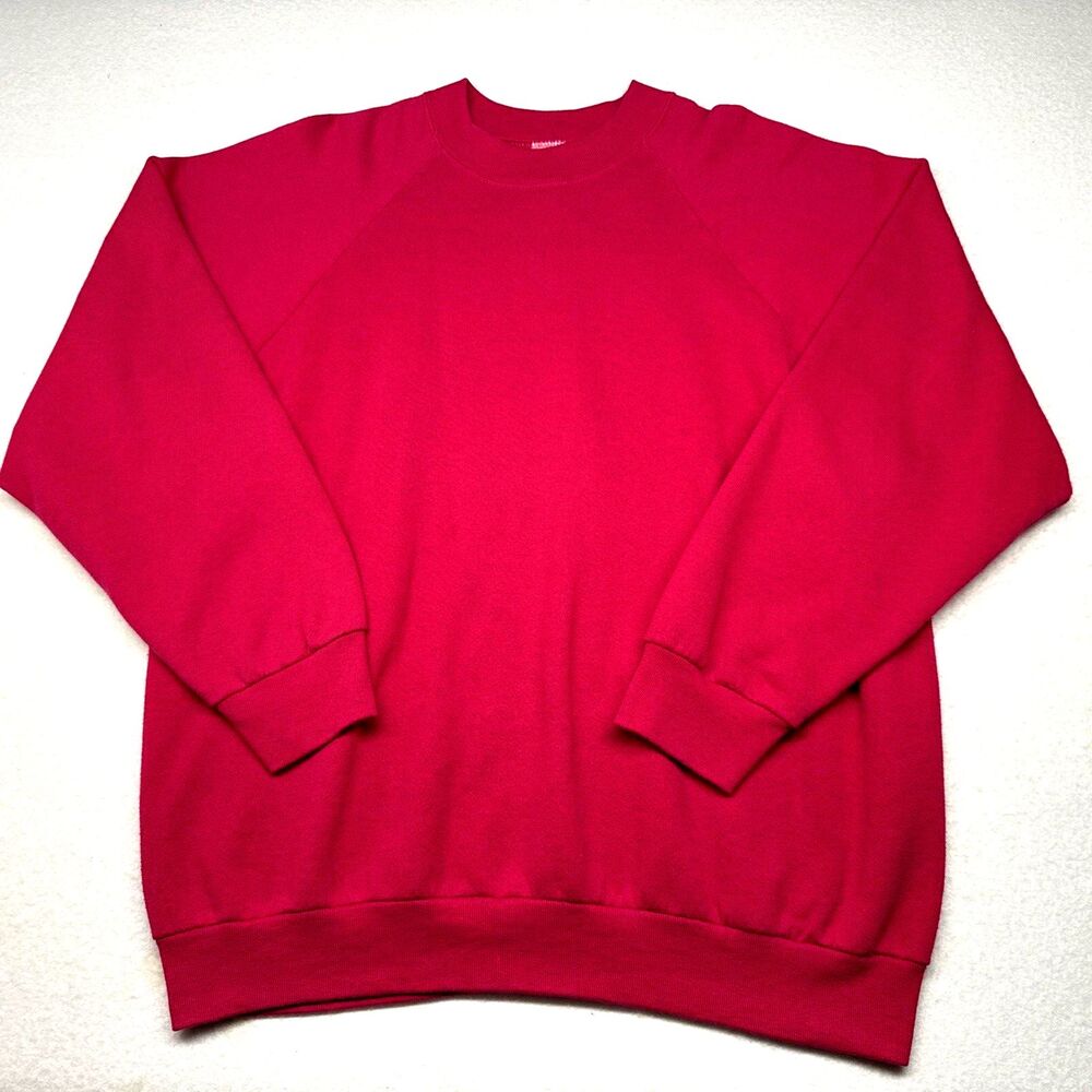 Fruit of the Loom Sweatshirt Womens XL Maroon Blank Crewneck 80s 90s USA Vintage